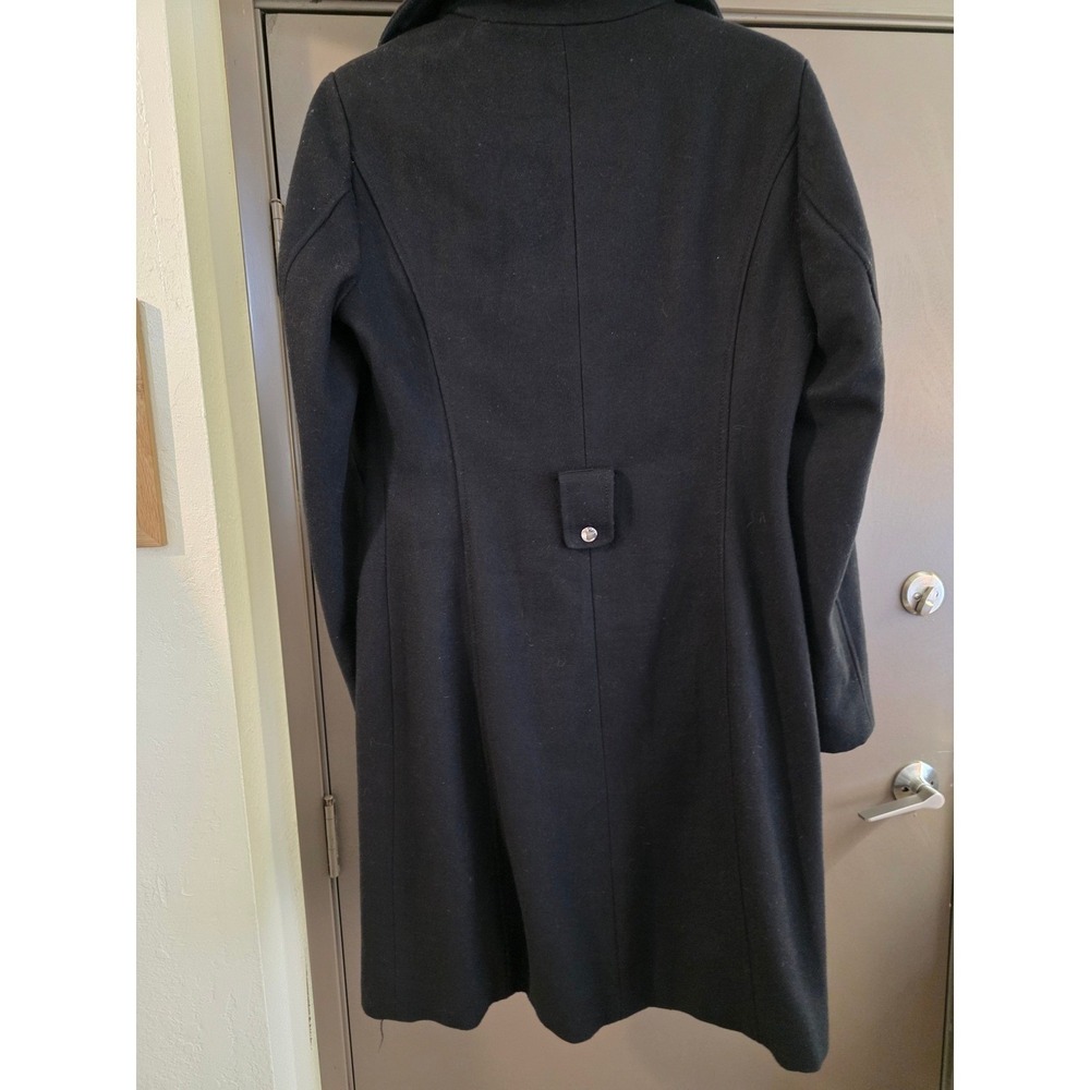 Laundry by Shelli Segal Black Wool Blend Military Coat Silver Snaps Women Small - Picture 10 of 12